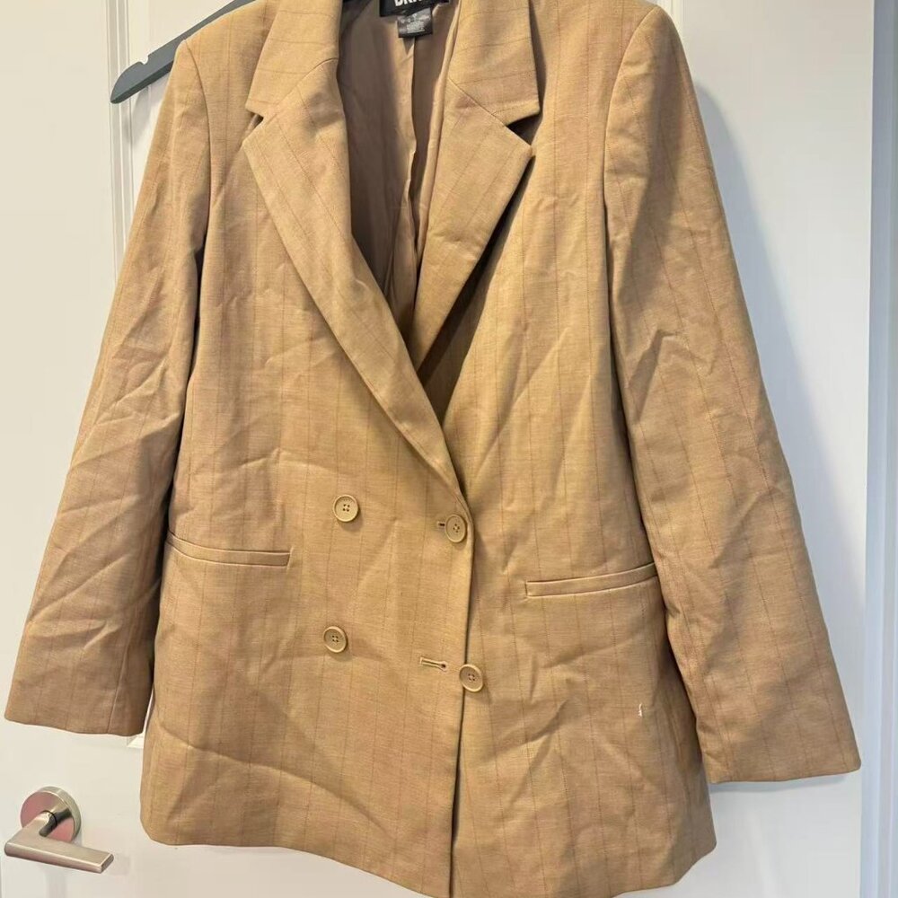 DKNY Beige Oversized Blazer Jacket